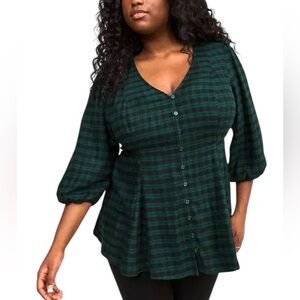 Torrid Fit And Flare Softest Flannel Tunic Comfort Plaid Botanical Garden 0 XL